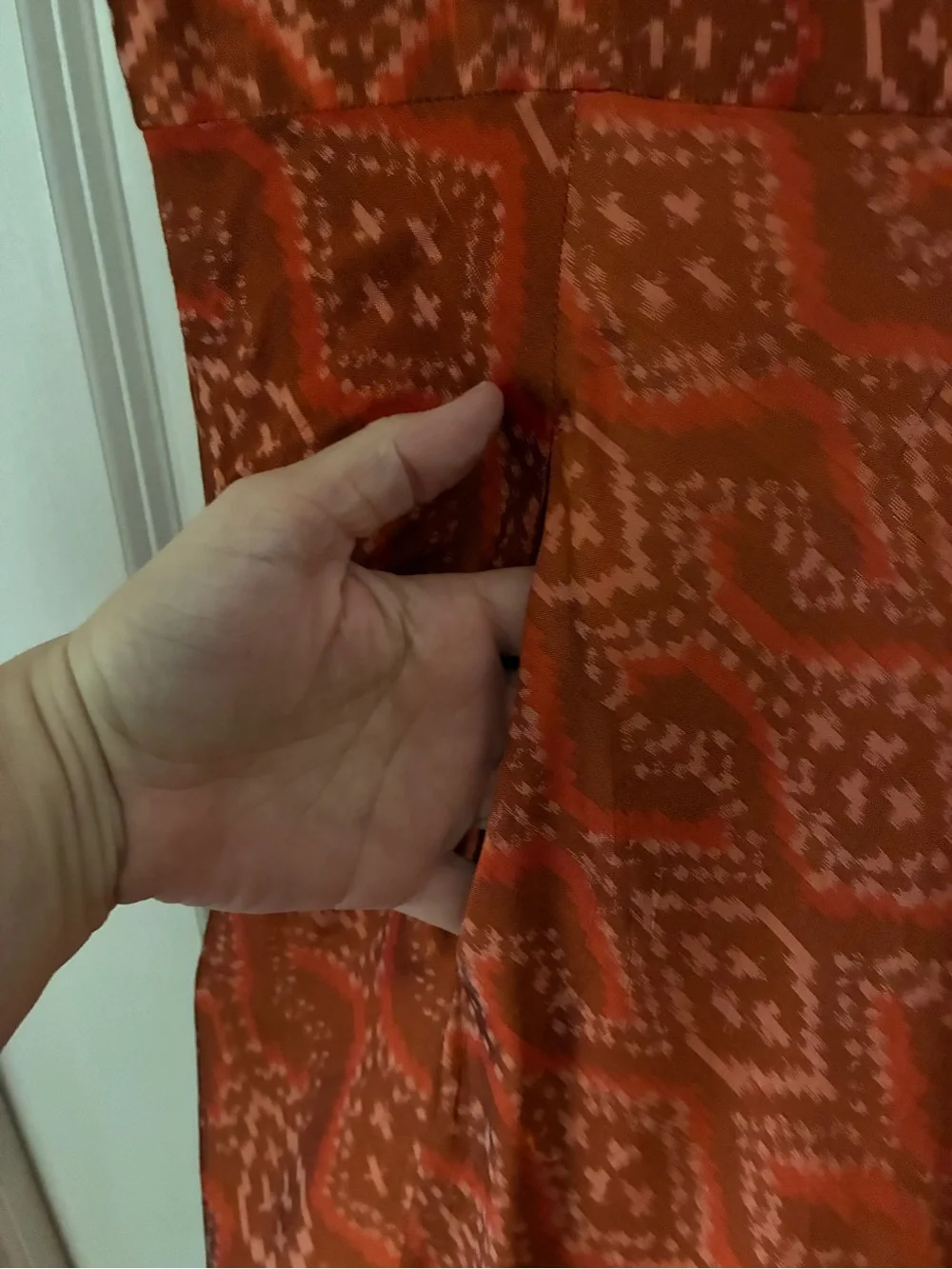Banana Republic Patterned Spaghetti-Strap Silk Dress - Orange